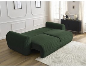 Canapea verde-închis extensibilă cu tapițerie din catifea reiată 257 cm Lucien – Bobochic Paris