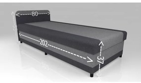 Pat tapițat cu spațiu de depozitare TALI 80 x 202 cm, gri/antracit