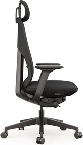 Scaun Ergonomic Premium, Mecanism Italian DONATI, Tetieră Reglabilă, Suport Lombar Ajustabil, Cotiere 4D, Șezut cu Translație, Negru