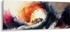 Tablou - În vârtejul potopului, acuarelă (120x50 cm)