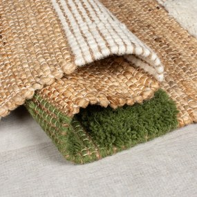 Covor verde/în culoare naturală țesut manual din amestec de iută 120x170 cm Medina Blocks – Flair Rugs