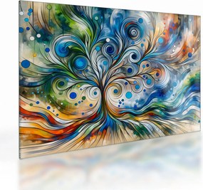 Tablou pe sticlă – Arbore energetic colorat (70x50 cm)