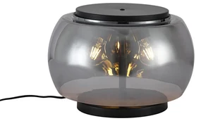 Lampă de masă de design neagră cu sticlă fumurie cu 2 lumini - Bino