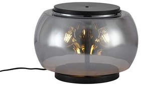 Lampă de masă de design neagră cu sticlă fumurie cu 2 lumini - Bino