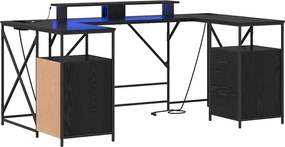 vidaXL Birou cu sertar Stejar Negru 182 x 101 x 87,5 cm Lemn compozit