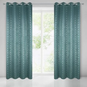 Draperie turcoaz pentru dormitor cu inele metalice Lungime: 250 cm