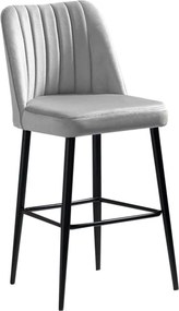 Set 2 scaune bar VENTO, crem/negru, stofa catifelata/metal, 49x45x99 c