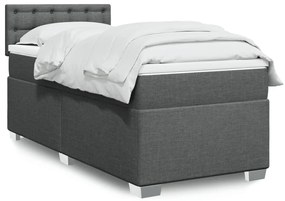vidaXL Pat box spring cu saltea, gri închis, 100x200 cm, textil