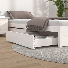 Sertare pentru pat, 2 buc., alb, lemn masiv de pin Alb, 90 x 78 x 18 cm