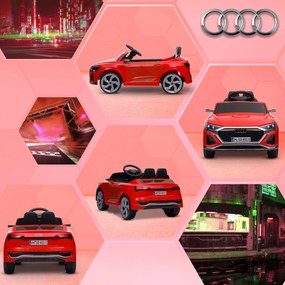 AIYAPLAY Mașinuță Electrică pentru Copii Audi Q8 Etron Sportback cu Baterie 12V Telecomandă Faruri Claxon și Muzică Roșu | Aosom Romania