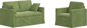 vidaXL Set de canapea 2 pcs Verde deschis 138 x 78 x 80 cm Catifea