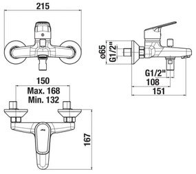 Baterie de cadă JIKA H3212E70044001 TALAS crom lucios