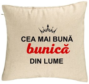 Perna Decorativa pentru Bunica 9, 40x40 cm, Bej, Husa Detasabila, Burduf