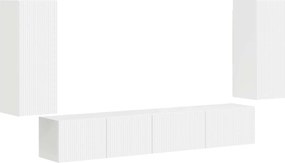 vidaXL Set comodă TV 4 pcs Alb Lemn compozit