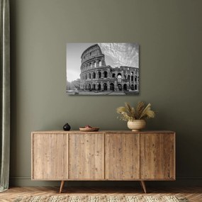 Tablou pe sticlă - Colosseum din Roma, alb-negru (70x50 cm)