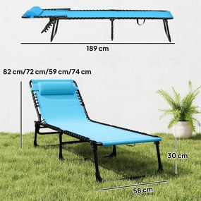 Outsunny Șezlong de Plajă Reclinabil în 3 Poziții - Alb Crem | Aosom Romania