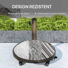 Outsunny Bază Rotundă pentru Umbrelă de Exterior, 21 kg, Bază din Rășină cu Roți și Suport pentru Umbrele de 3,3 cm/3,8 cm/4,8 cm, pentru Grădină, Terasă, Piscină, Bronz | Aosom Romania