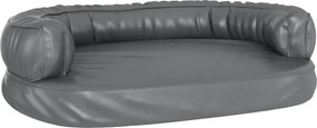 vidaXL Pat pentru câini, spumă ergonomică, gri, 75x53 cm, piele eco
