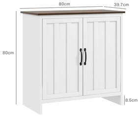 HOMCOM Bufet Modern pentru Bucătărie, Mobilier cu 2 Uși și Raft Reglabil din Lemn, 80x39,7x80 cm, Alb | Aosom Romania