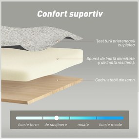 HOMCOM Canapea Pat cu Design Extensibil Clic Clac pentru 2 Locuri - Gri Deschis | Aosom Romania