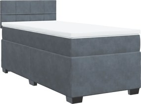 vidaXL Pat box spring cu saltea, gri închis, 80x200 cm, catifea