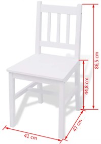 Set masa si scaune din lemn de pin, 7 piese, alb Alb, 7