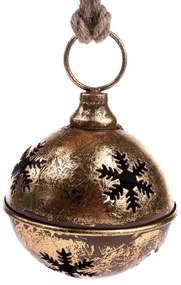 Clopoțel suspendabil din metal cu fulg, auriu, 12 x 20 cm