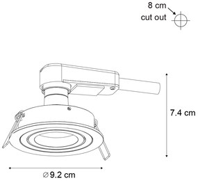 Set de 6 spoturi încastrate moderne Gunmetal GU10 50mm Rotund Înclinabile - Rondoo