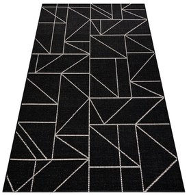 Covor sisal Floorlux 20605 negru si argint Triunghiuri, Geometric