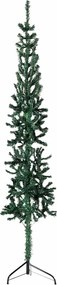 vidaXL Jumătate brad de Crăciun subțire cu suport, verde, 180 cm