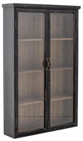Vitrina negra, din lemn cu aspect vintage, Hazem