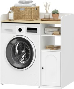 HOMCOM Dulap peste mașina de spălat cu balamale soft-close, organizator modern pentru baie peste toaletă cu rafturi deschise | Aosom Romania