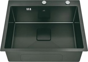 Chiuveta inox Inter Ceramic cu o cuva fara picurator finisaj negru satinat 50x42 cm