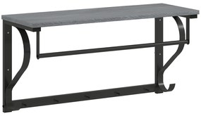 HOMCOM Suport perete garderobă, Cârlige haine montate pe perete, 5 cârlige, raft superior, versatil, Gri | Aosom Romania