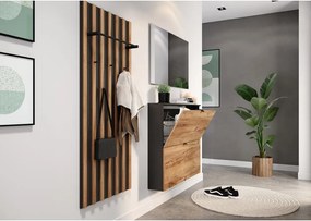 Pantofar gri antracit/în culoare naturală cu deschidere înclinată/suspendat cu aspect de lemn de stejar 100x85x19 cm Renell – Germania