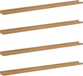 vidaXL Raft de perete cu raft 4 pcs Maro 115 x 9 x 3 cm Lemn compozit