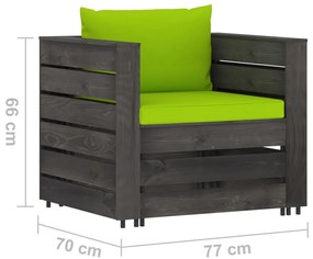 Set mobilier de gradina cu perne, 2 piese, gri, lemn tratat bright green and grey, 2