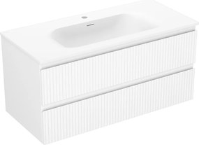 Mexen Rivel dulap baie 100 cm cu lavoar Vela, 2 sertare, striat, alb mat - 91A20-10047-2-BFF01-W23M01