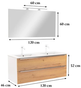 Mobilier complet de baie Vario Trim 120, stejar alb