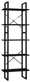 3081987 vidaXL Bibliotecă cu 5 rafturi, negru, 60x30x175 cm, lemn de pin