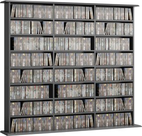 HOMCOM Dulap Suport Cd/dvd, Bibliotecă Con 8 Rafturi E 18 Rafturi Regolabili, Negru | Aosom Romania