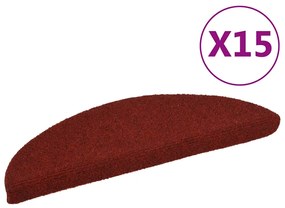 vidaXL Covorașe pentru scări autoadezive, 15 buc., 56x17x3 cm, roșu bordeaux, semirotunde