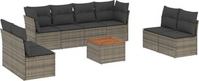vidaXL Set canapele de grădină, 9 piese, cu perne, gri, poliratan
