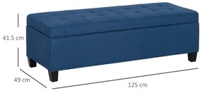 HOMCOM Banc de depozitare 94,5L banca pentru capul patului din material textil cu aspect de in si picioare din lemn, 125 x 49 x 41,5 cm, albastru | Aosom Romania