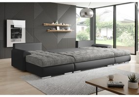 Set canapea universal, piele ecologica negru melir gri, TOLITA U UNI