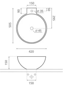Bathco 0028 - Lavoar pentru blat BAYONA 42x50,5 cm porțelan/alb