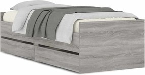 vidaXL Cadru de pat cu sertare, gri sonoma, 90x190 cm