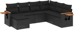 vidaXL Set canapele de grădină cu perne, 7 piese, negru, poliratan