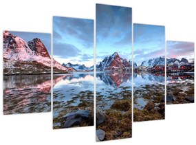 Tablou - Răsărit de soare deasupra Reine (150x105 cm)