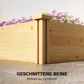 Outsunny Pat înălțat din lemn, cutie de plantare cu separator și bază deschisă, seră timpurie pentru grădină 235 x 66 x 26 cm lemn natural | Aosom Romania